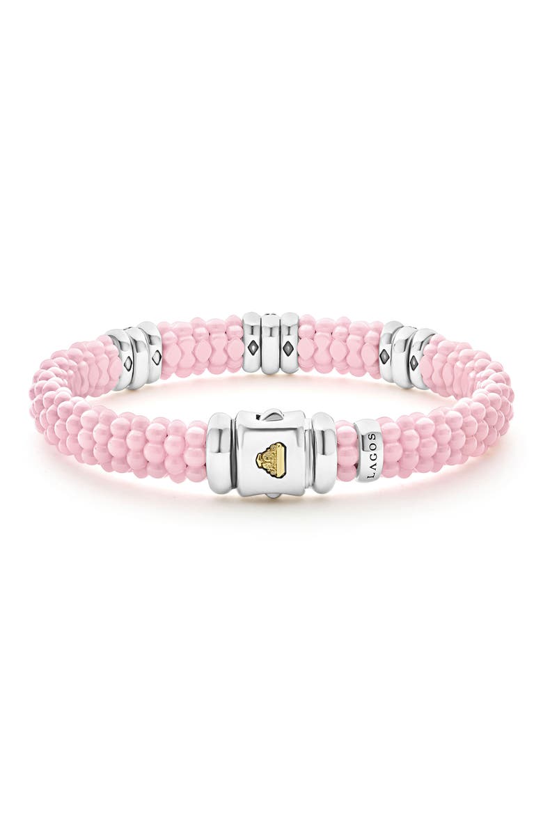 Pink Caviar Bead Diamond Station Bracelet (Nordstrom Exclusive), Alternate, color, PINK