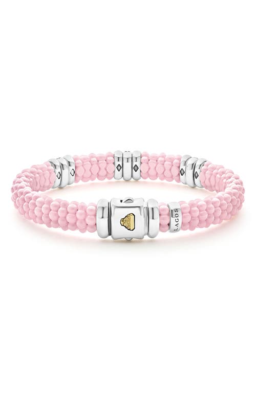 Lagos Pink Caviar Bead Diamond Station Bracelet In Pink