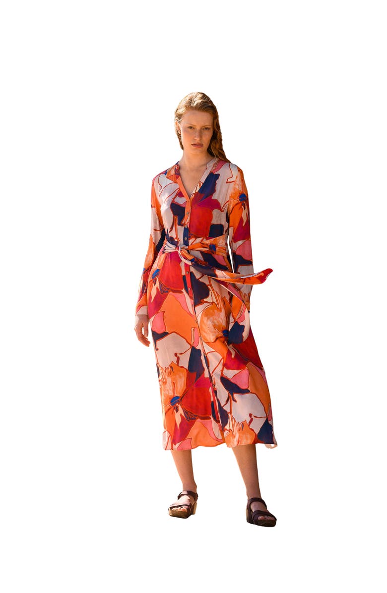 Celtic & Co. Tie Front Midi Dress, Main, color, Oge Abstract Floral