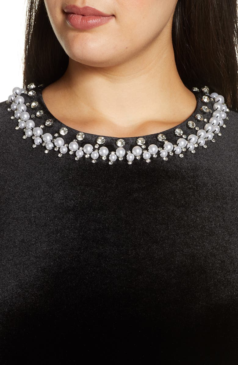 Tahari Stretch Velvet Cocktail Dress, Alternate, color, 