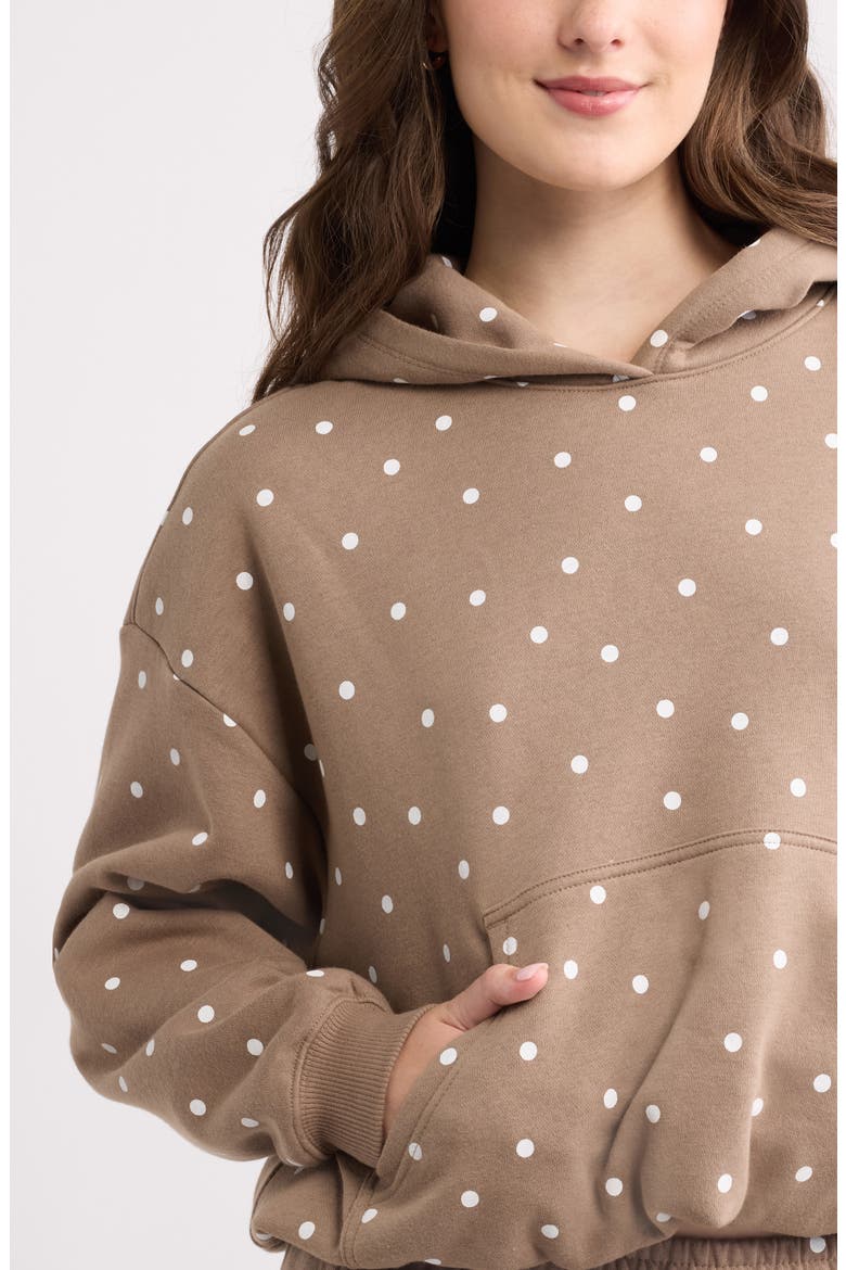 Printed Oversize Bubble Hem Hoodie, Alternate, color, BROWN T- WHITE COZY DOT