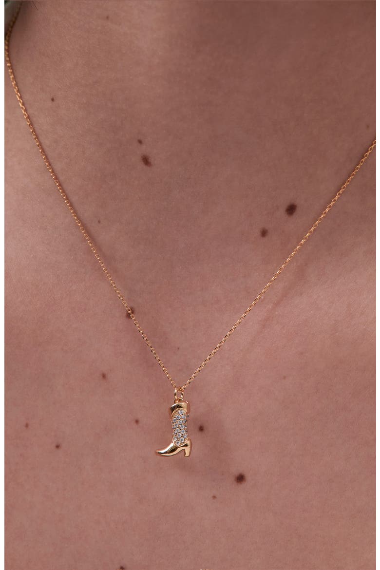 Cowboy Boot Pavé Pendent Necklacennn, Alternate, color, SILVER/ GOLD