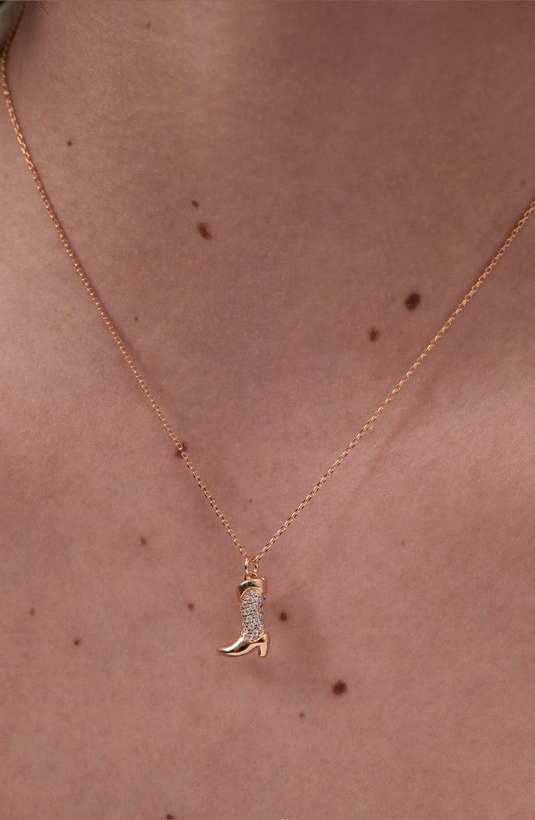 Estella Bartlett Cowboy Boot Pavé Pendent Necklacennn, Alternate, color, Silver/ Gold