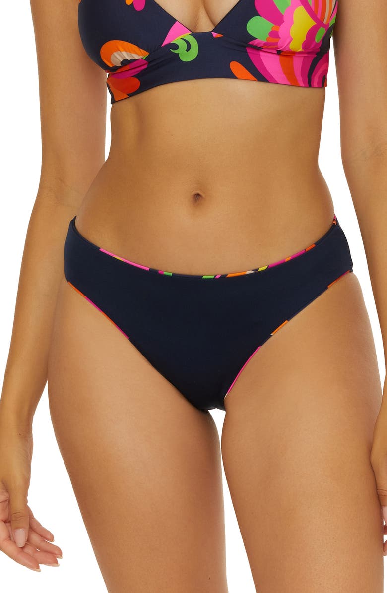 Trina Turk Poolside Reversible Hipster Bikini Bottoms, Main, color, Navy/ Multi