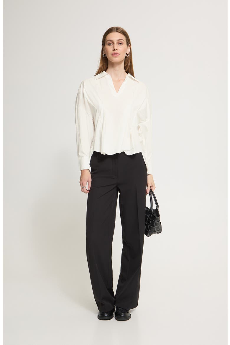 Ihlimmi Long Sleeve Open Collar Poplin Top, Alternate, color, CLOUD DANCER