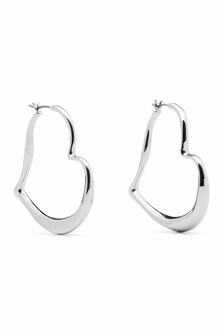 heart hoop earrings, Main, color, SILVER