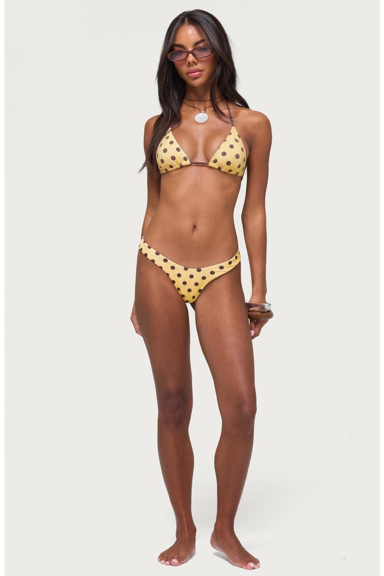 Melanie Polka Dot Triangle Bikini Top, Alternate, color, YELLOW
