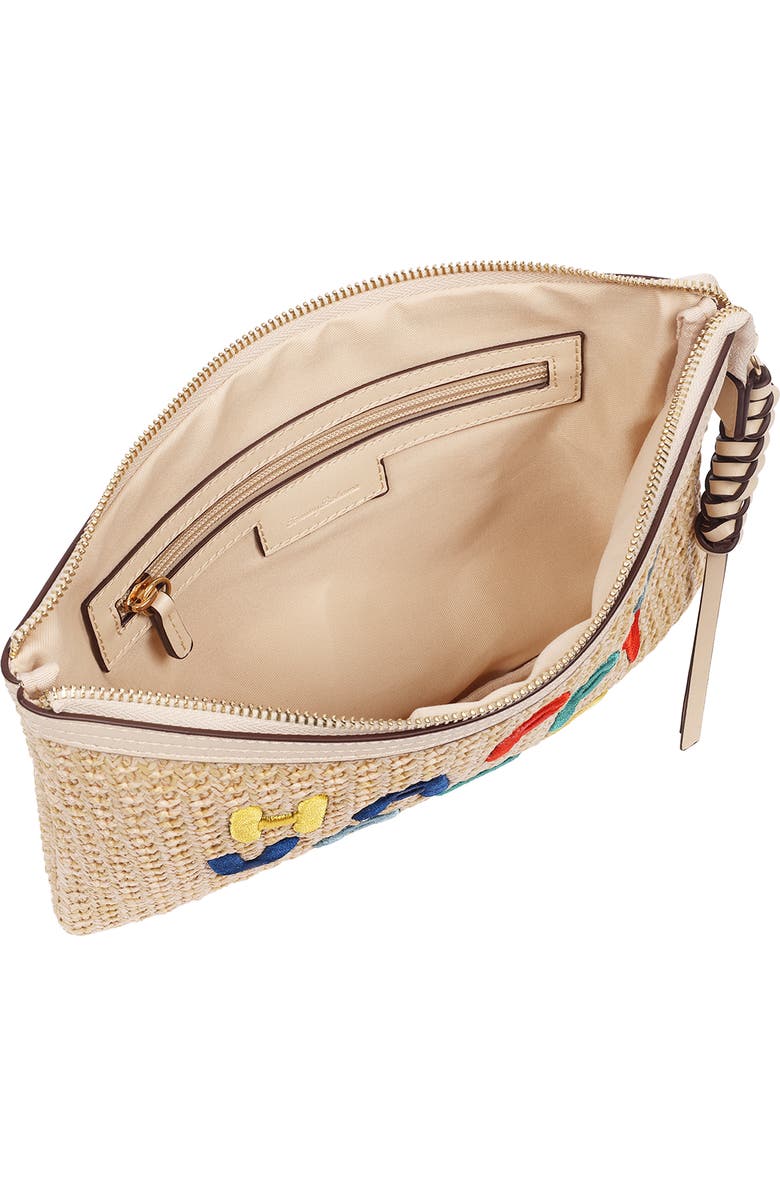 Tommy Bahama Raffia Top Embroidered Clutch, Alternate, color, Cream
