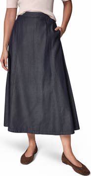 Donna Karan New York A-Line Chambray Skirt