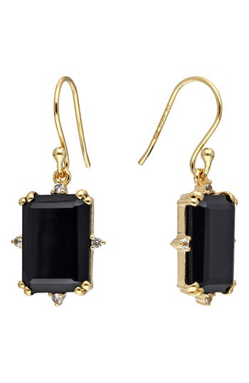 Ys Gems Semiprecious Stone Drop Earrings In Black