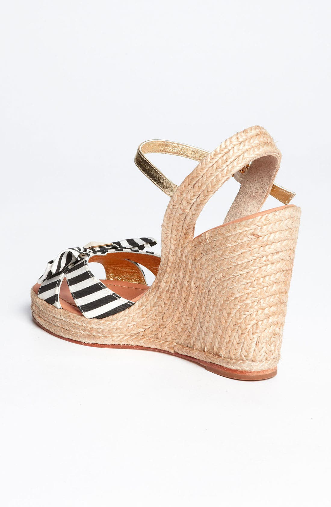 'carmelita' wedge sandal, Alternate, color, BLACK/ WHITE STRIPED GROSGRAIN