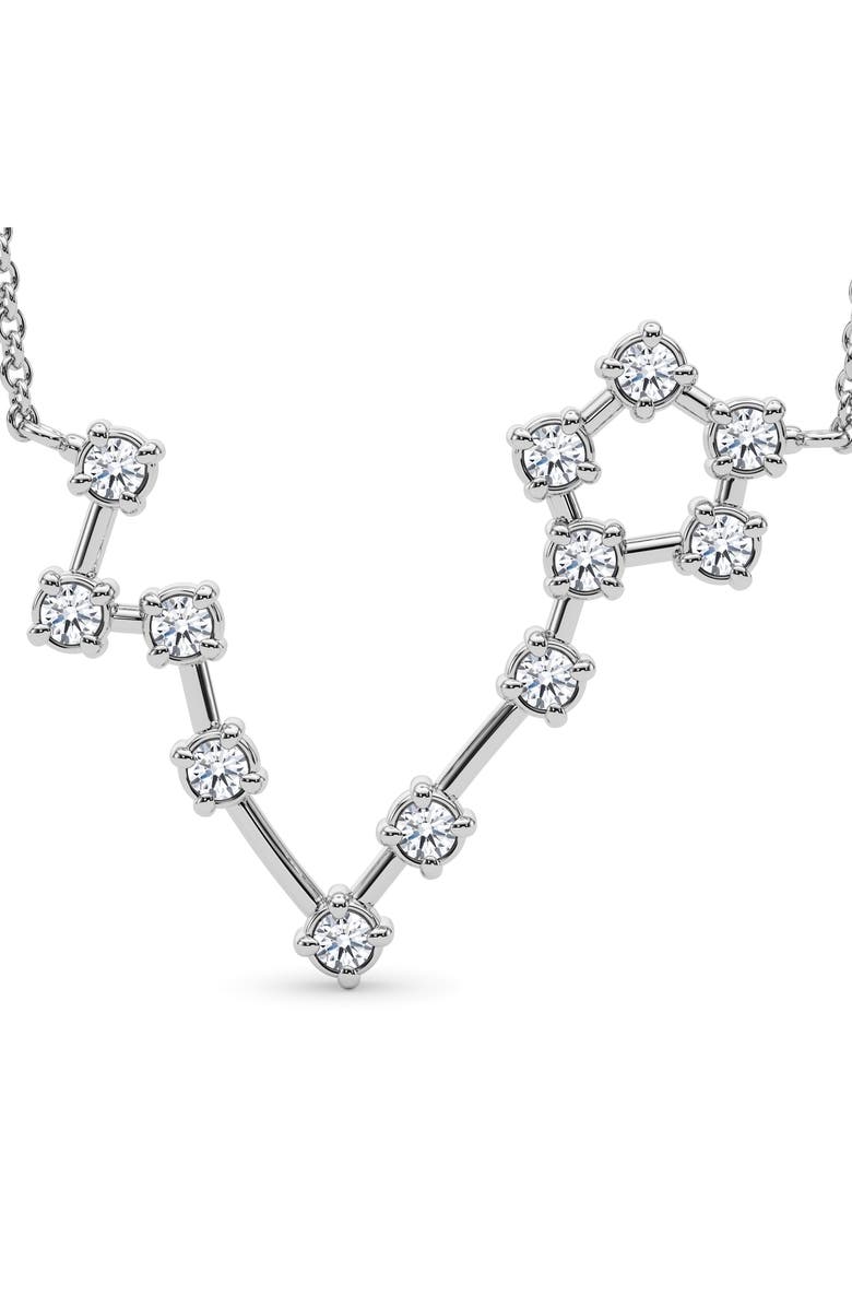 HauteCarat Pisces Constellation Lab Created Diamond Necklace, Alternate, color, 18K White Gold