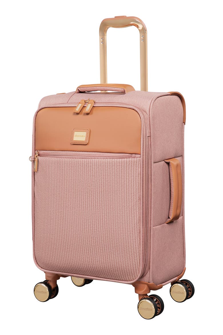 Odelia 23-Inch Soft Shell Spinner Suitcase, Main, color, PINK / BROWN