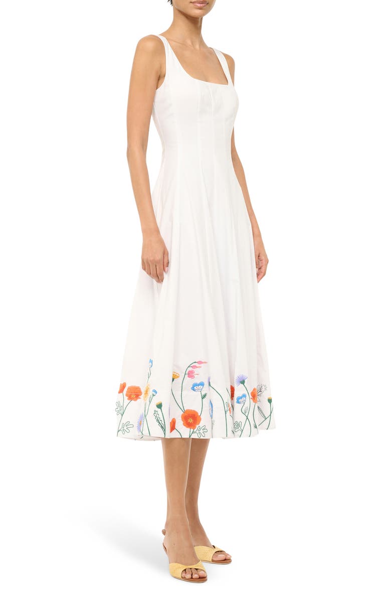 STAUD Wells Embroidered Sleeveless Midi Dress, Alternate, color, Seed Shop