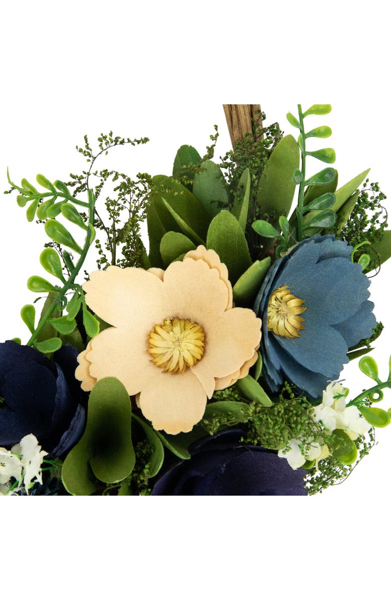 Northlight 12" Blue and Tan Poppy Floral Wooden Spring Basket Wreath, Alternate, color, 