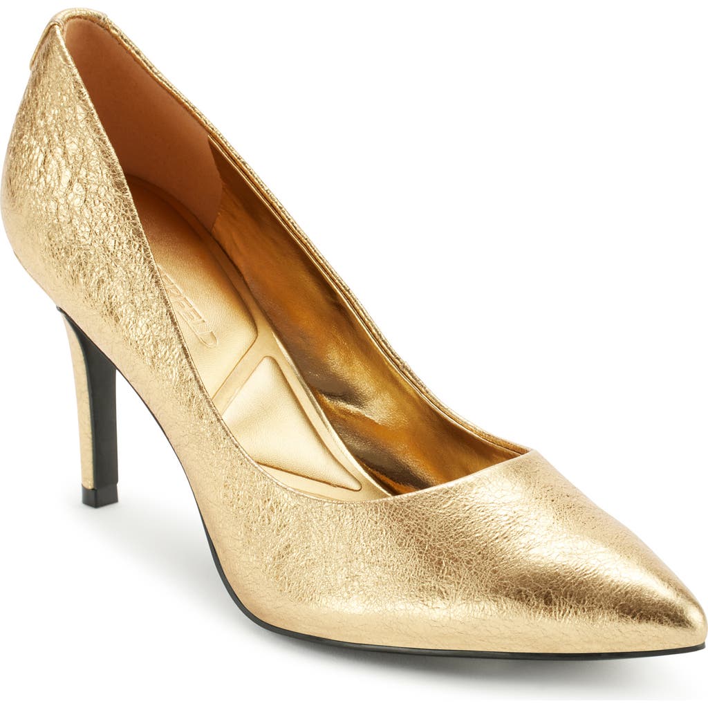 Karl Lagerfeld Paris Royale Pointed Toe Pump In Gold