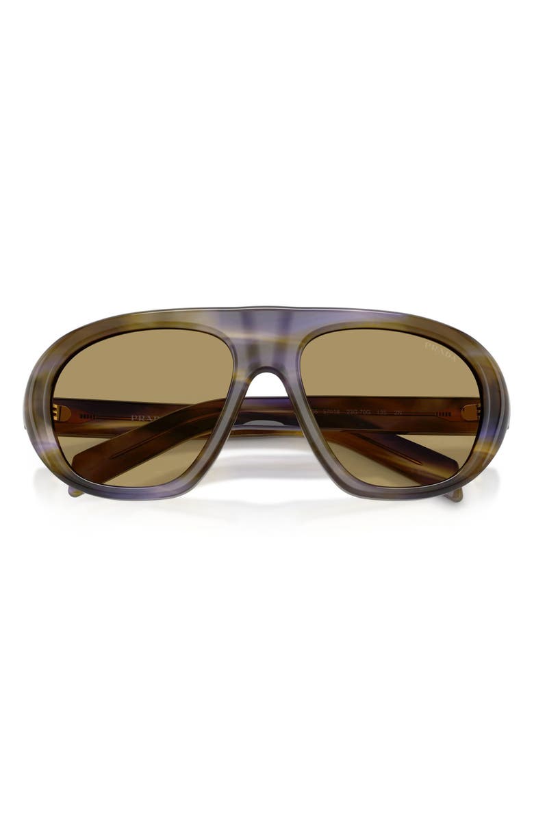 Prada 57mm Irregular Sunglasses, Alternate, color, Striped Laguna / Green Olive