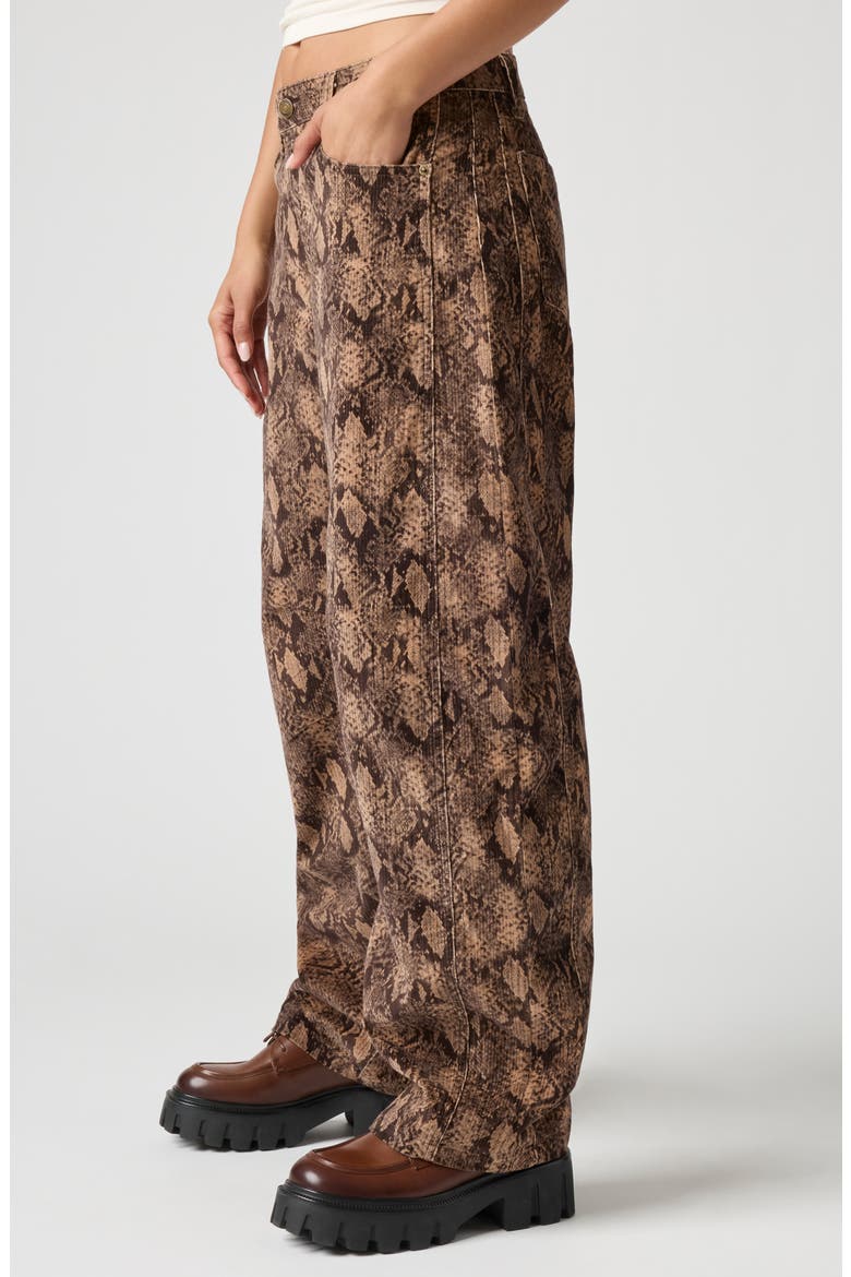 Stretch Corduroy Barrel Leg Pants, Alternate, color, BROWN SNAKE