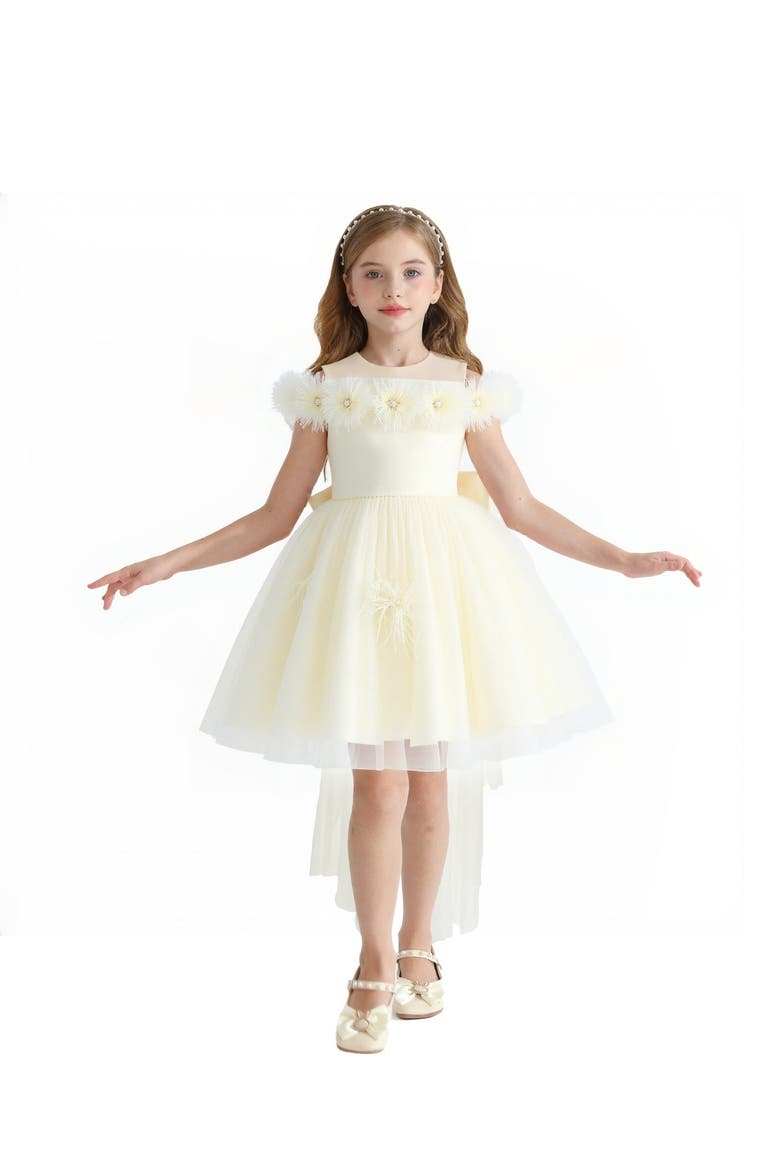 Floral Tulle Gown, Alternate, color, Ivory