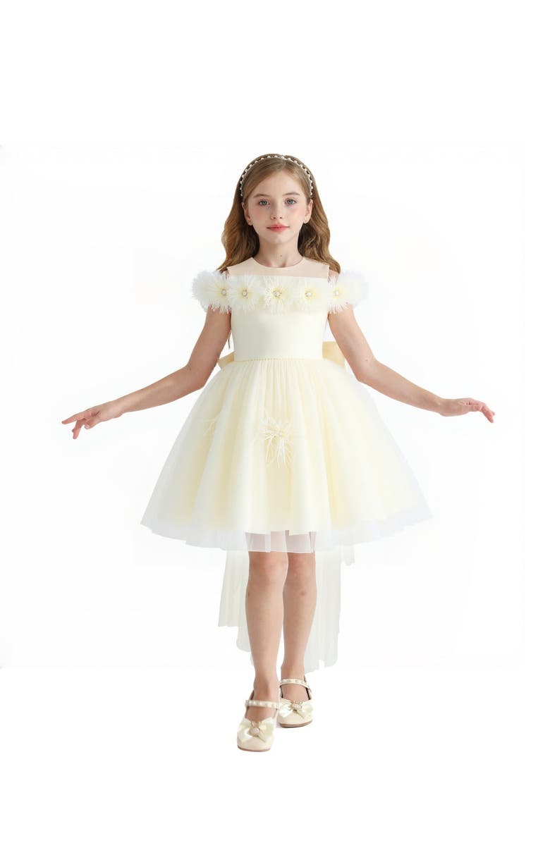 Tulleen Floral Tulle Gown, Main, color, Ivory