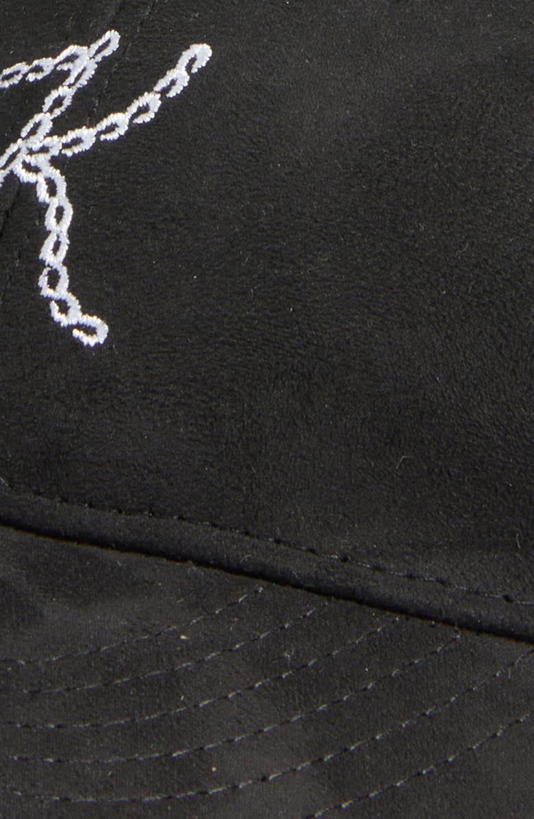 KROST Embroidered Logo Faux Suede Baseball Cap, Alternate, color, Black