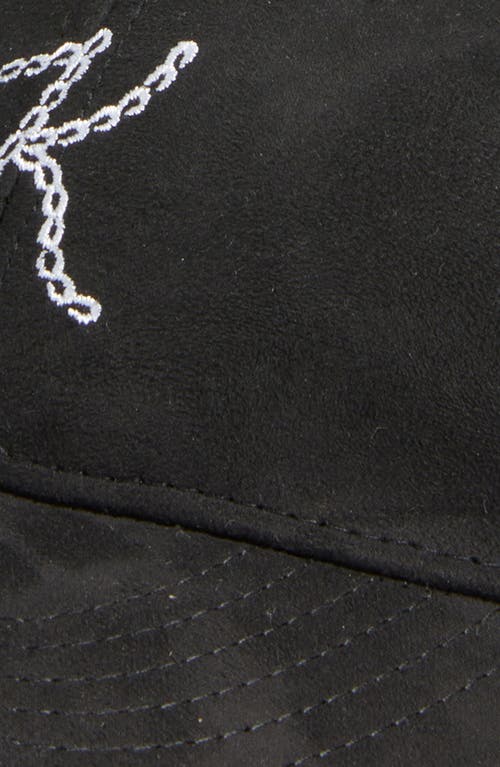 Krost Embroidered Logo Faux Suede Baseball Cap In Black