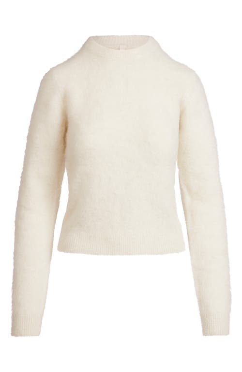 Skims Fitted Long Sleeve Alpaca Blend Crewneck Sweater In White