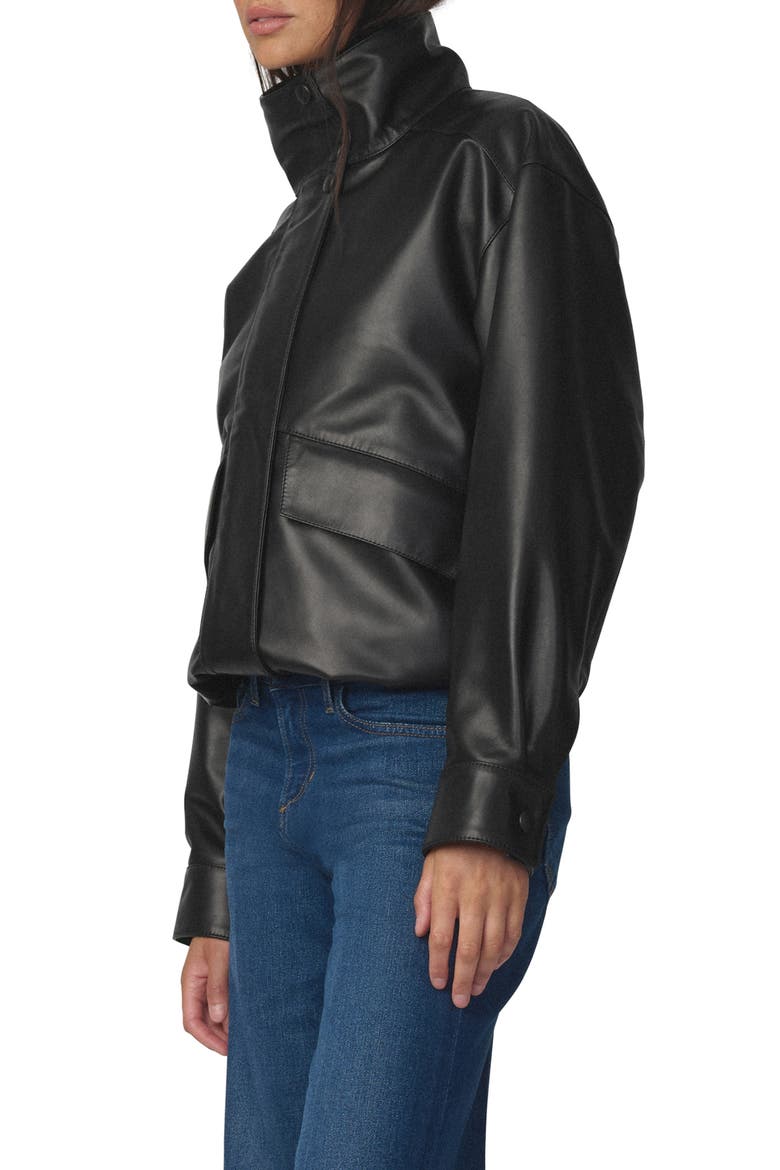 Cohen Leather Bomber Jacket, Alternate, color, BLACK