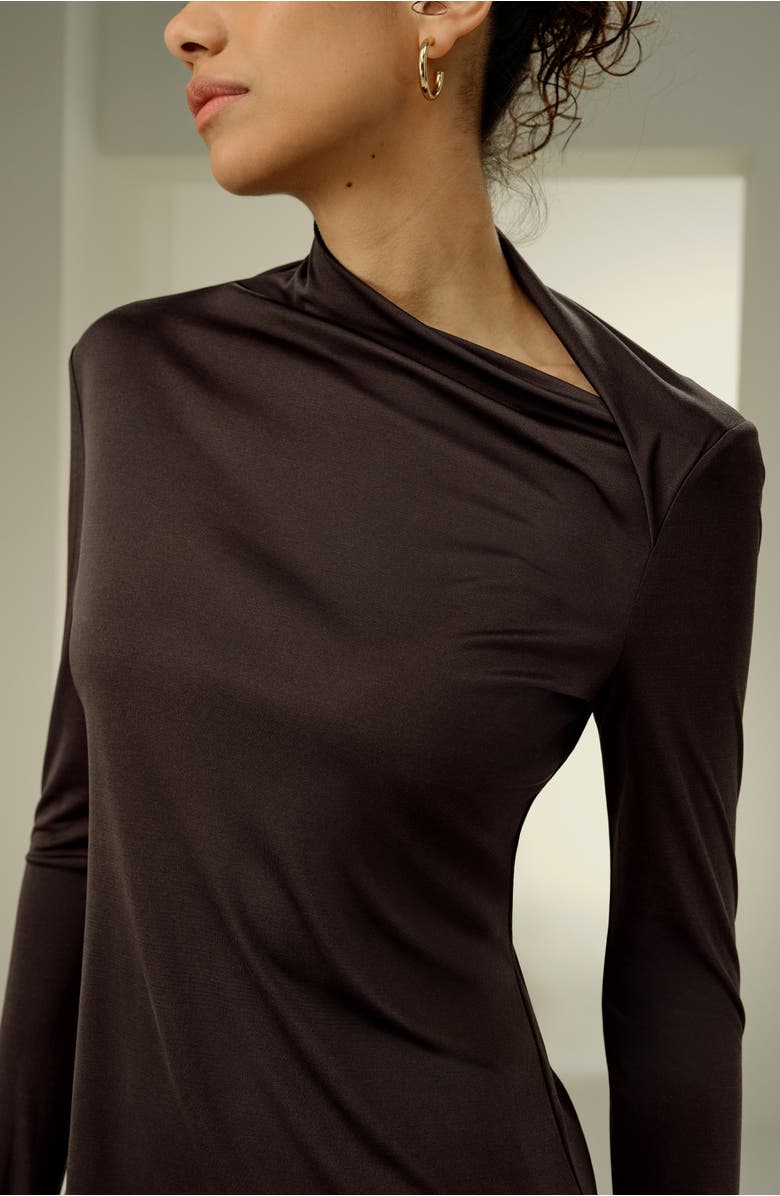 Lilysilk Slim Fitted Silk Jersey Long Sleeve Top, Alternate, color, Cocoa