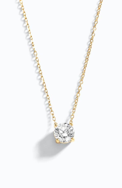 Dainty Solitaire Pendant Necklace