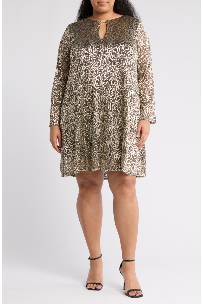 Metallic Shift Dress, Main, color, BLACK/ GOLD