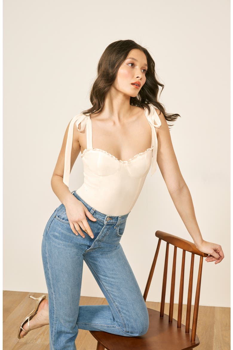 Blanca Smocked Tie Shoulder Tank, Alternate, color, IVORY