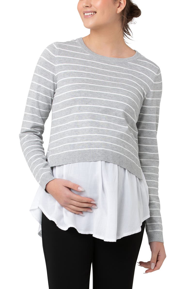 Ripe Maternity Sia Nursing Knit Silver Marle / White, Main, color, Grey