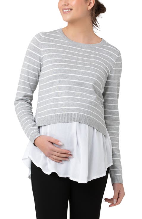Sia Nursing Knit Silver Marle / White