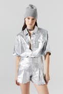LANHTROPY Frida Metallic Linen Shorts