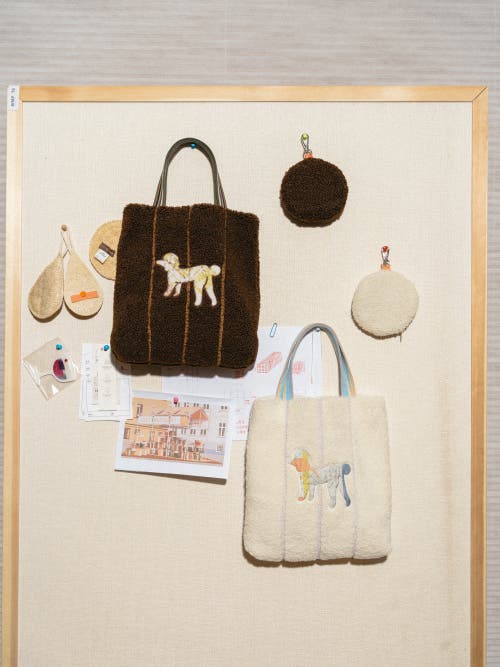 Lost Pattern Nyc "pan Pan" Shearling Tote Bag In Neutral