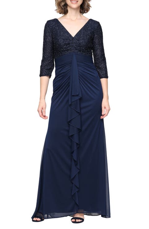 Sequin Bodice Empire Waist Gown