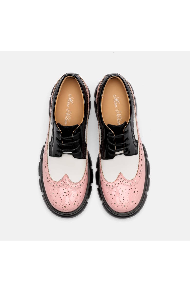 MARC NOLAN Ms. Alexander Leather Lug Wingtip Derby, Alternate, color, Black/White/Pink