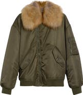 Saint Laurent Bomber Jacket with Genuine Shearling Collar