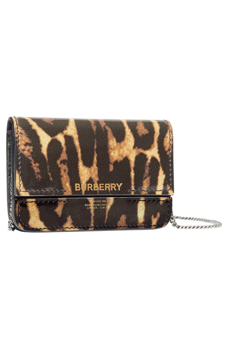 Burberry Jody Leopard Print Leather Card Case, Alternate, color, 