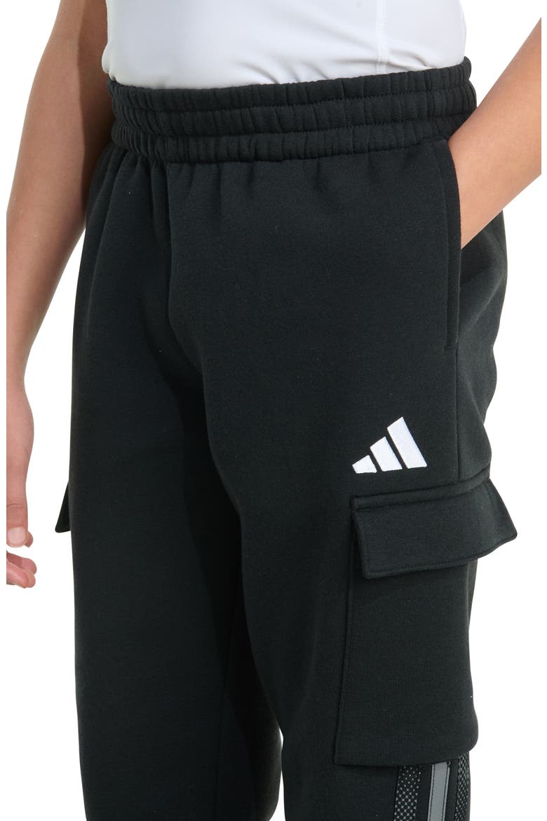 Kids' 3-Stripes Camo Halftone Fleece Cargo Pants, Alternate, color, BLACK