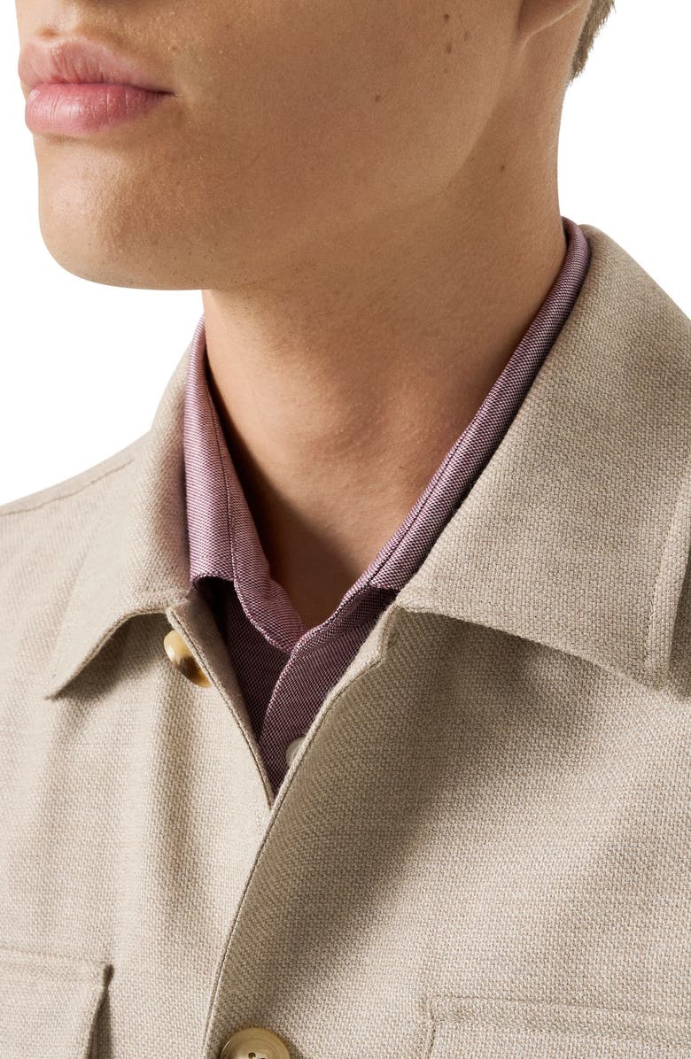Eton Woven Wool & Cashmere Button-Up Overshirt, Alternate, color, Light Beige