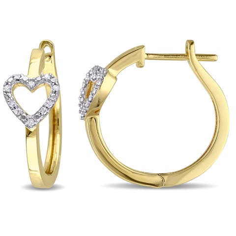 Diamond Heart Hinged Hoop Earrings