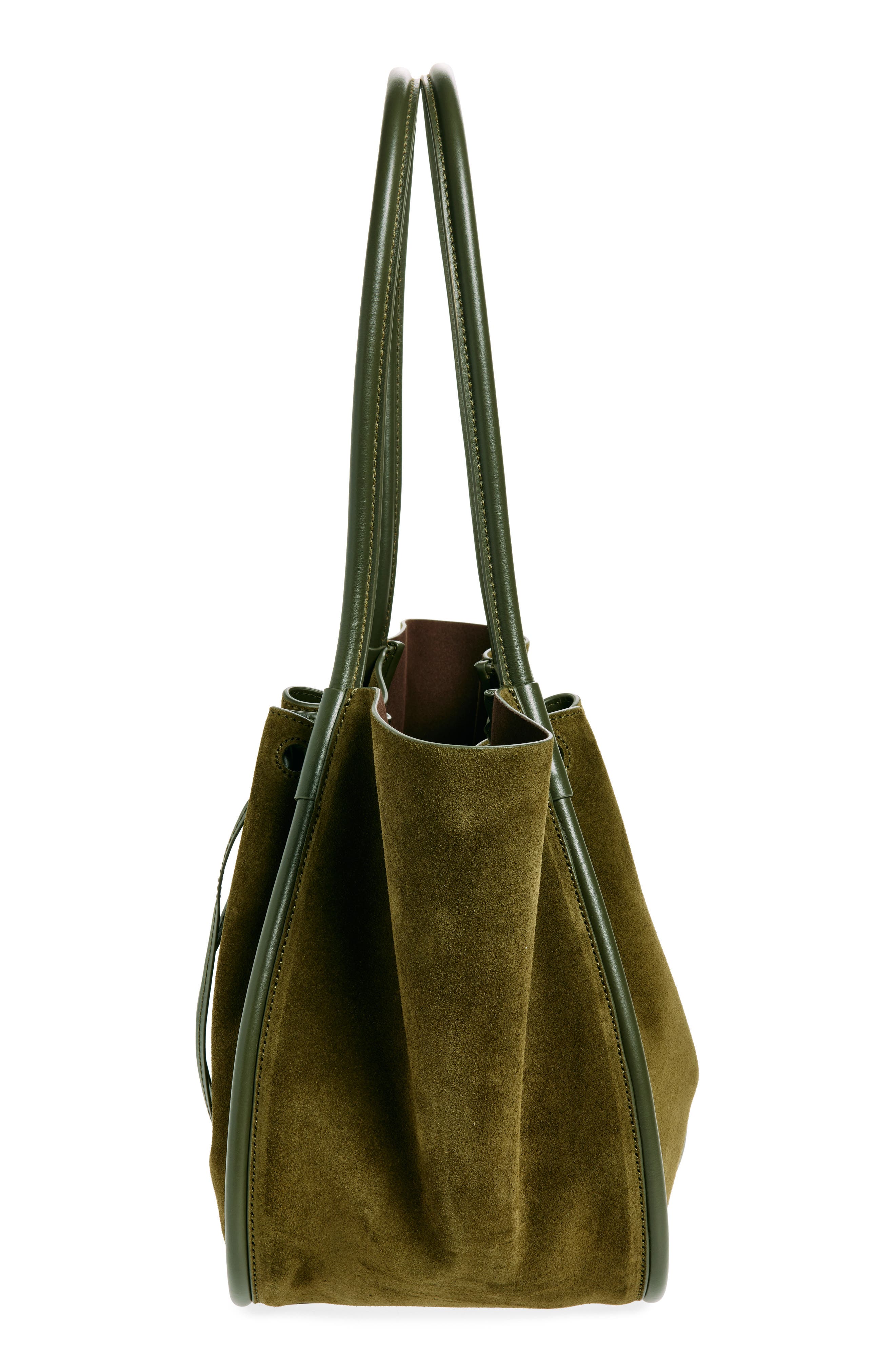 Proenza Schouler Large Ruched Suede Tote, Alternate, color, Olive