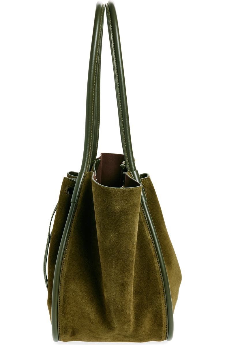 Proenza Schouler Large Ruched Suede Tote, Alternate, color, Olive