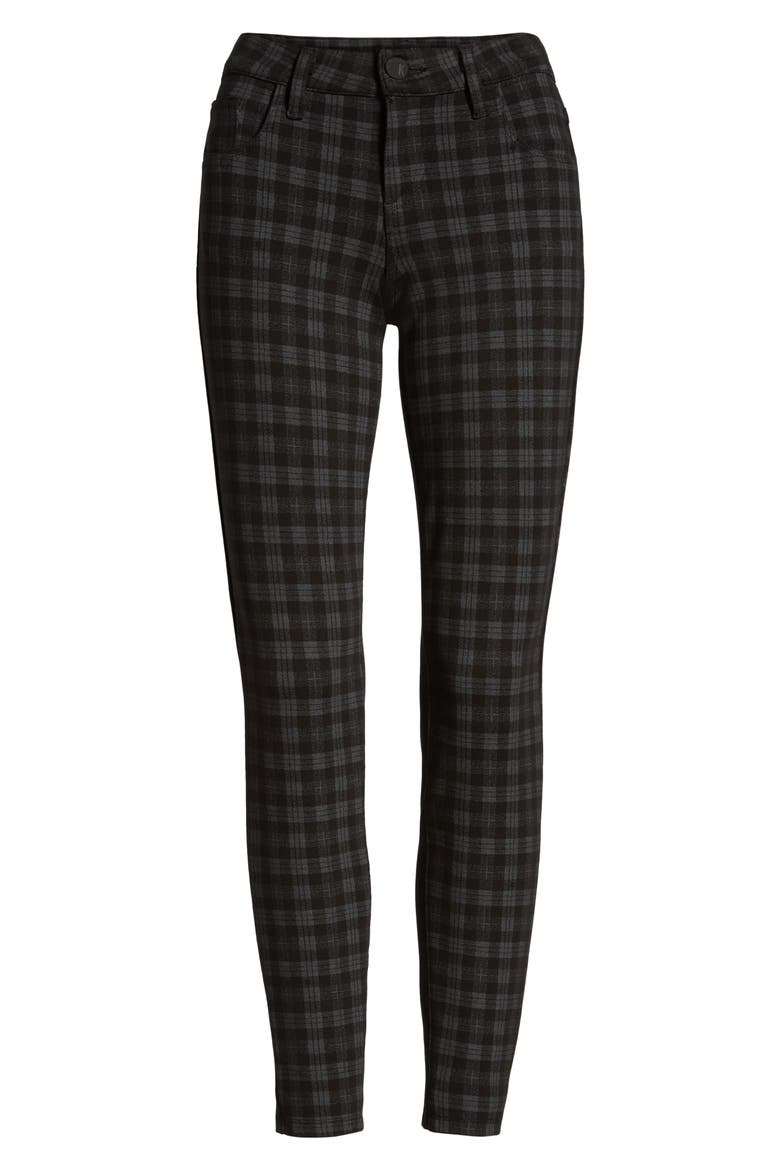 Diana Plaid Skinny Ponte Pants, Alternate, color, CHARCOAL GREY
