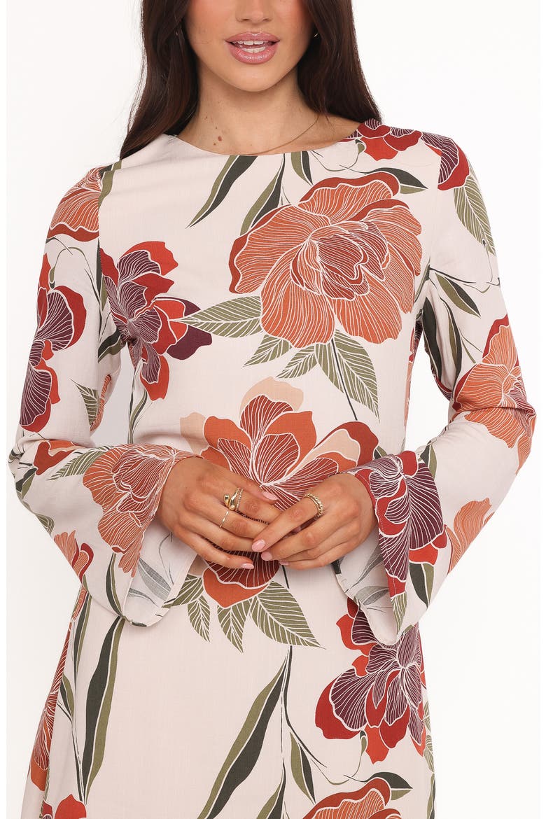 Elanira Floral Long Sleeve Minidress, Alternate, color, FALL FLORAL