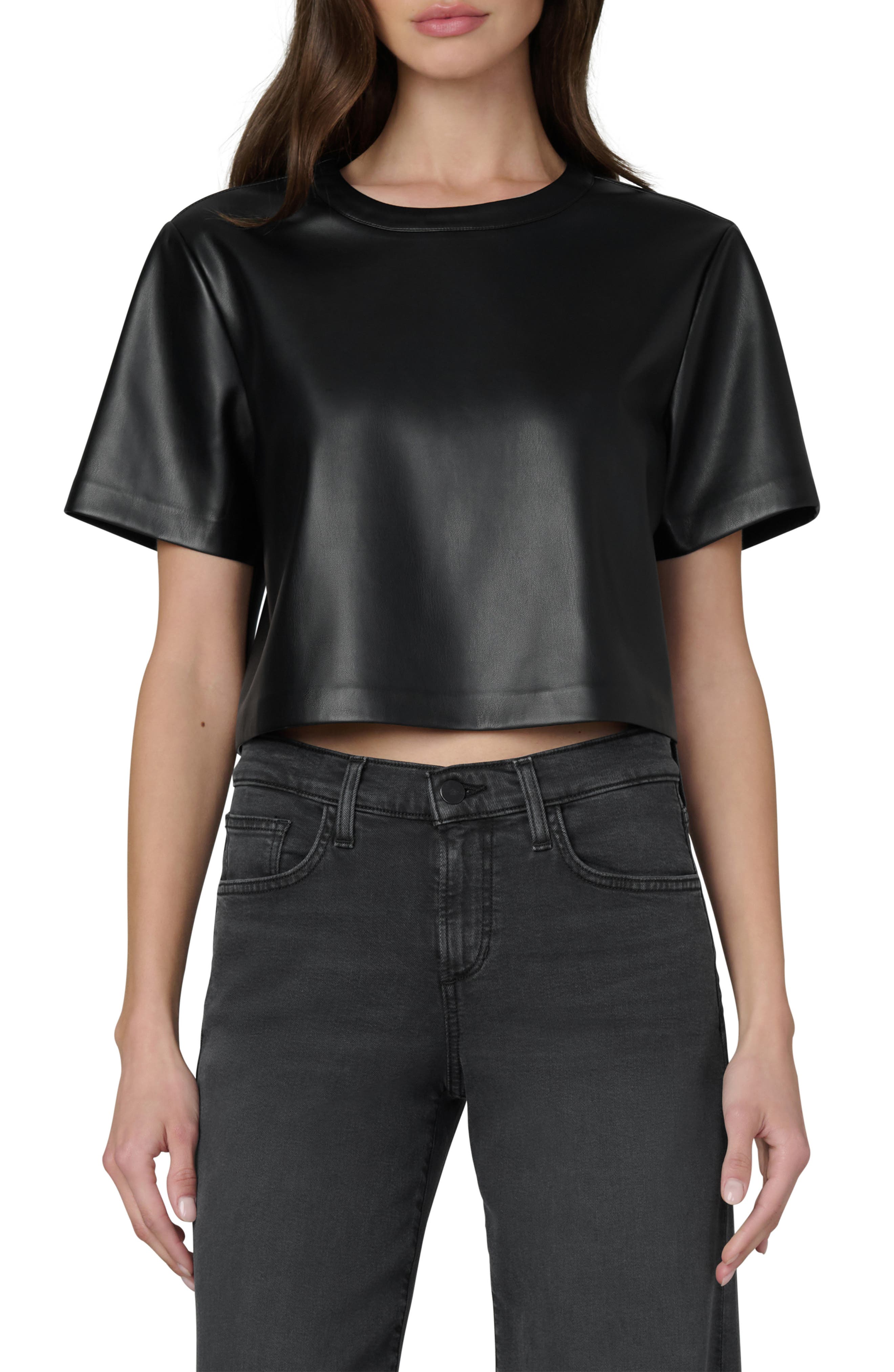 The Boxy Crop Faux Leather T-Shirt