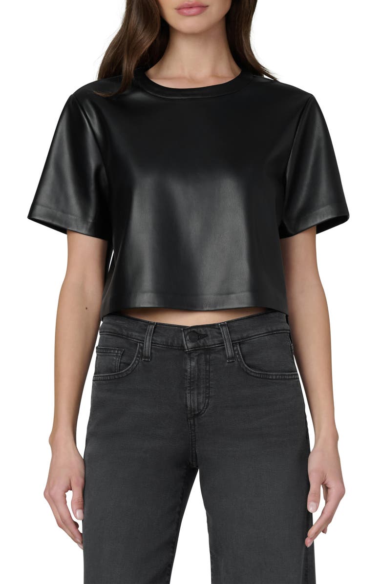 Joe's The Boxy Crop Faux Leather T-Shirt, Main, color, Black