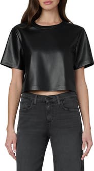Joe's The Boxy Crop Faux Leather T-Shirt